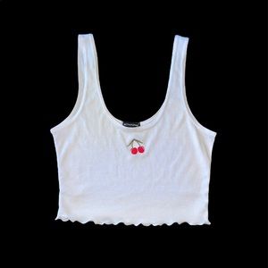 Pretty Little Thing White Cherry Tank Top